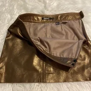 Dkny | Skirts | Dkny 0 Leather Cuir Made In Usa Mini Skirt Size 4  